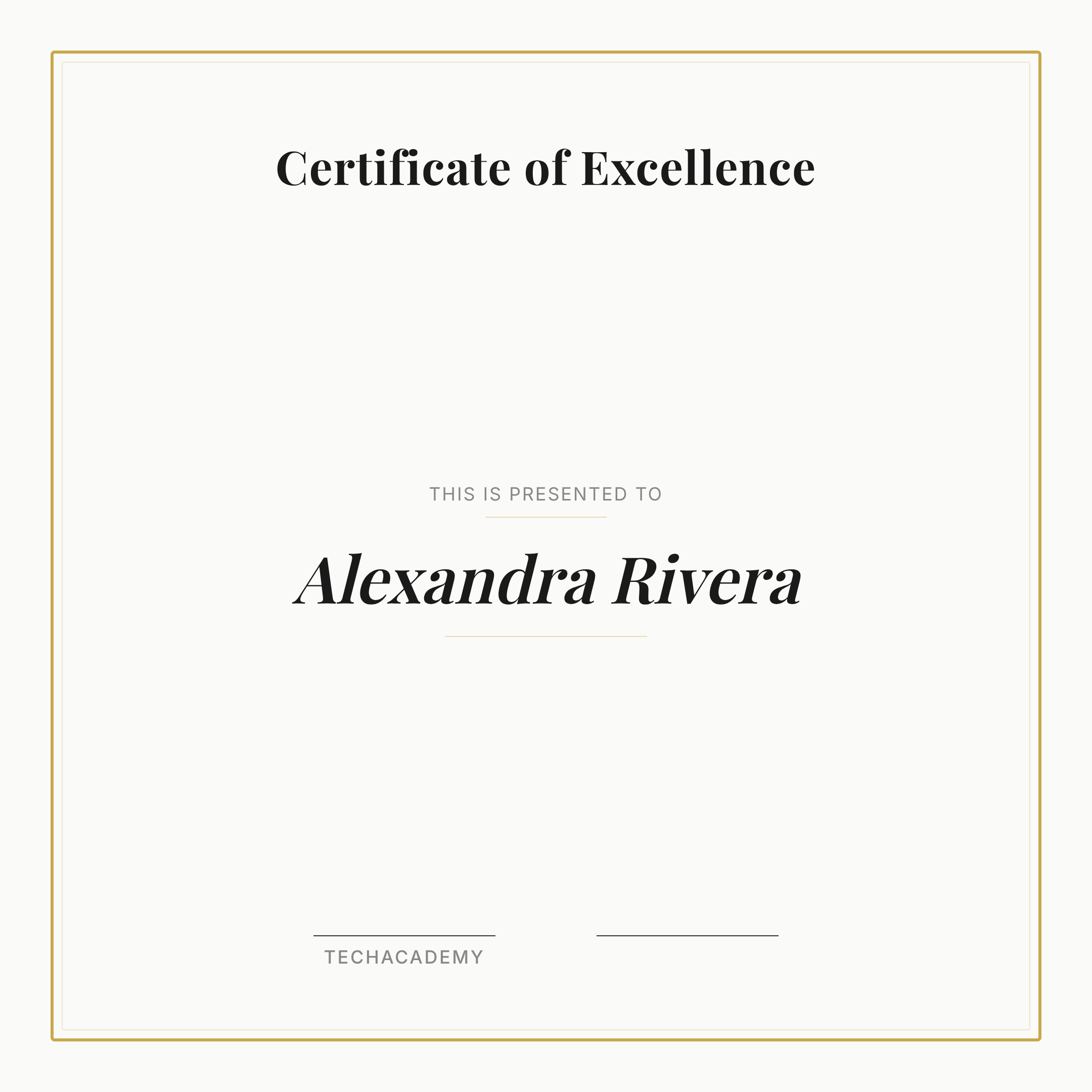 Professional certificate with seal and border